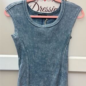 Blu Pepper Washed Blue Tank Top
